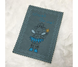 Stickdatei ITH - Postkarte Wunschschaf Wünsch Dir was 